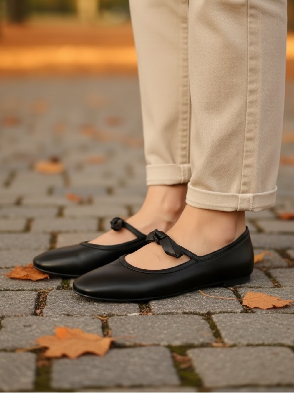 Anthropologie Maeve Leather Classic Black Mary Jane Flats with Bow Size 10